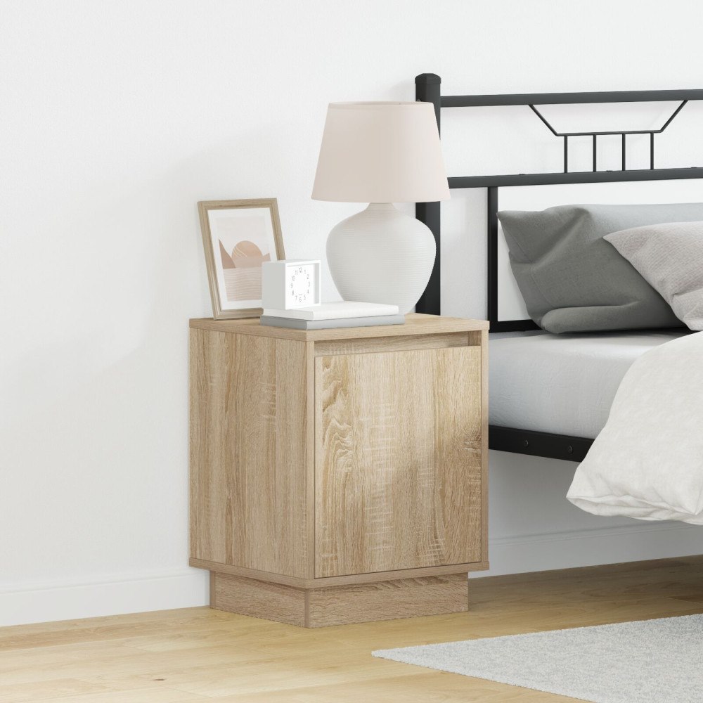 vidaXL Sängbord med LED-lampor 2 st Sonoma Ek 39x34,5x50 cm