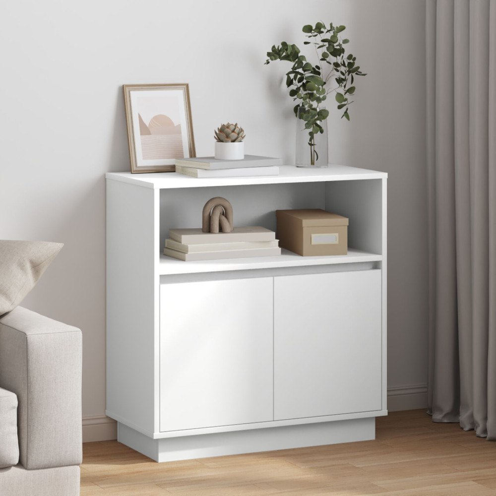 vidaXL Skoskåp med LED Vit 71x34,5x75 cm Konstruerat trä