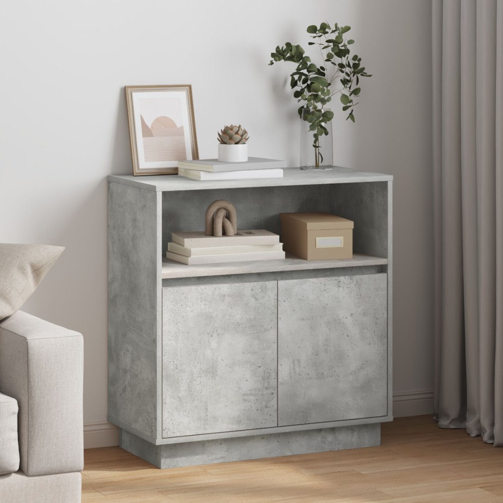 vidaXL Sideboard med LED Betonggrå 71x34,5x75 cm Konstruerat trä