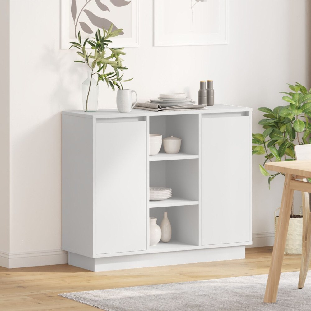 vidaXL Sideboard med LED Vit 90x32x75 cm Konstruerat Trä