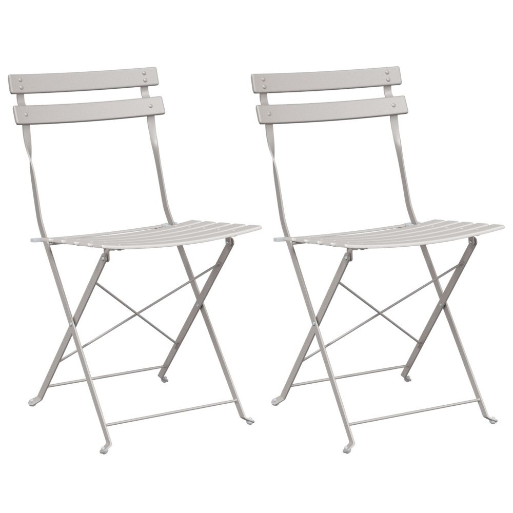 vidaXL Fällbara Trädgårdsstolar 2 stycken Beige Stål