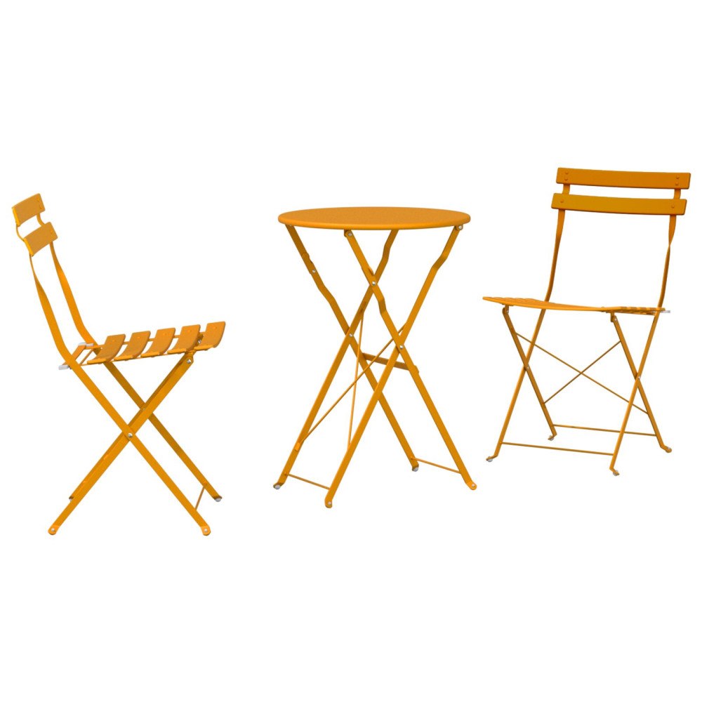 vidaXL 3-delars Vikbart Bistro Set Senapsgul Stål
