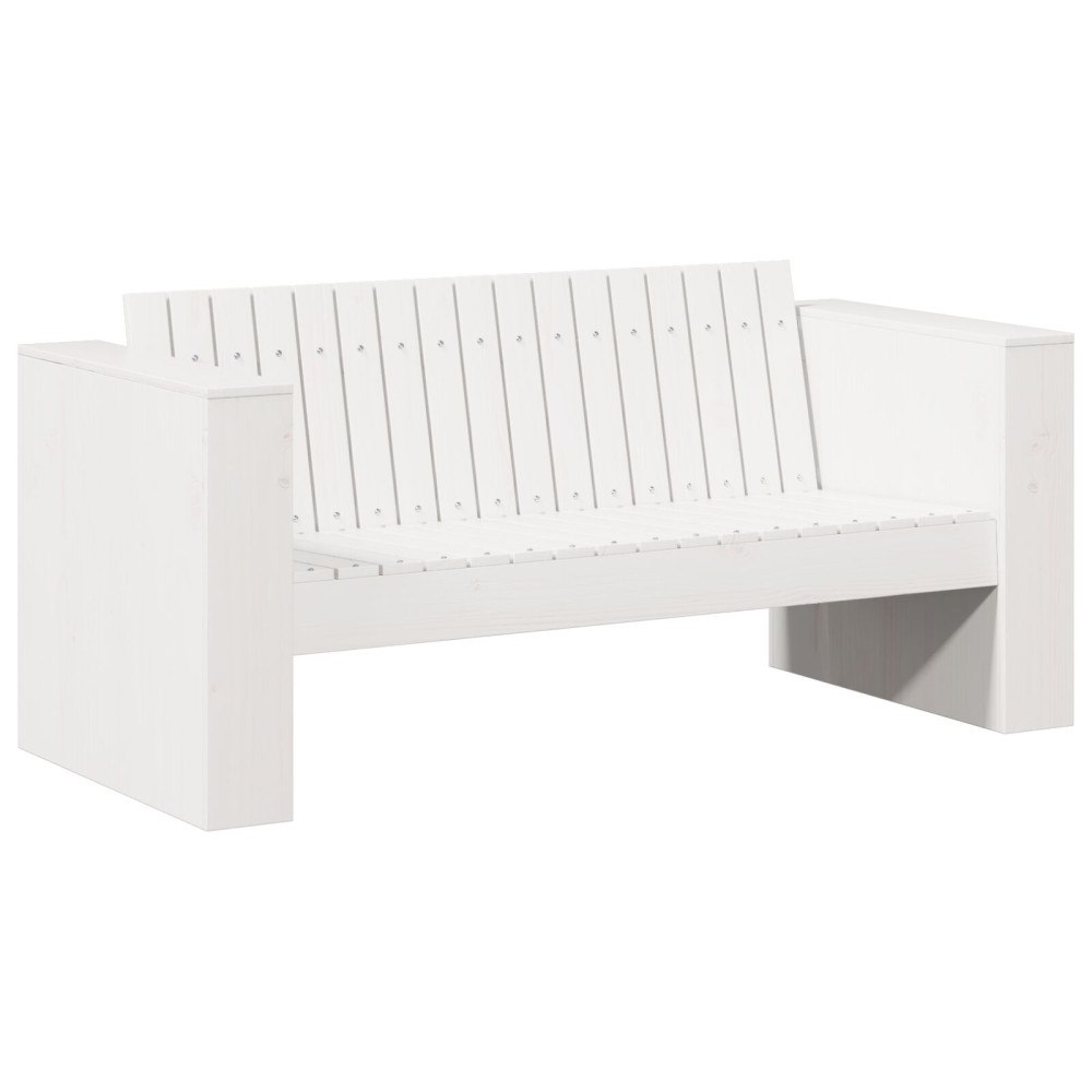 vidaXL Trädgårdsoffa 2-sits 134x60x62 cm Vit Massivt Trä Furu