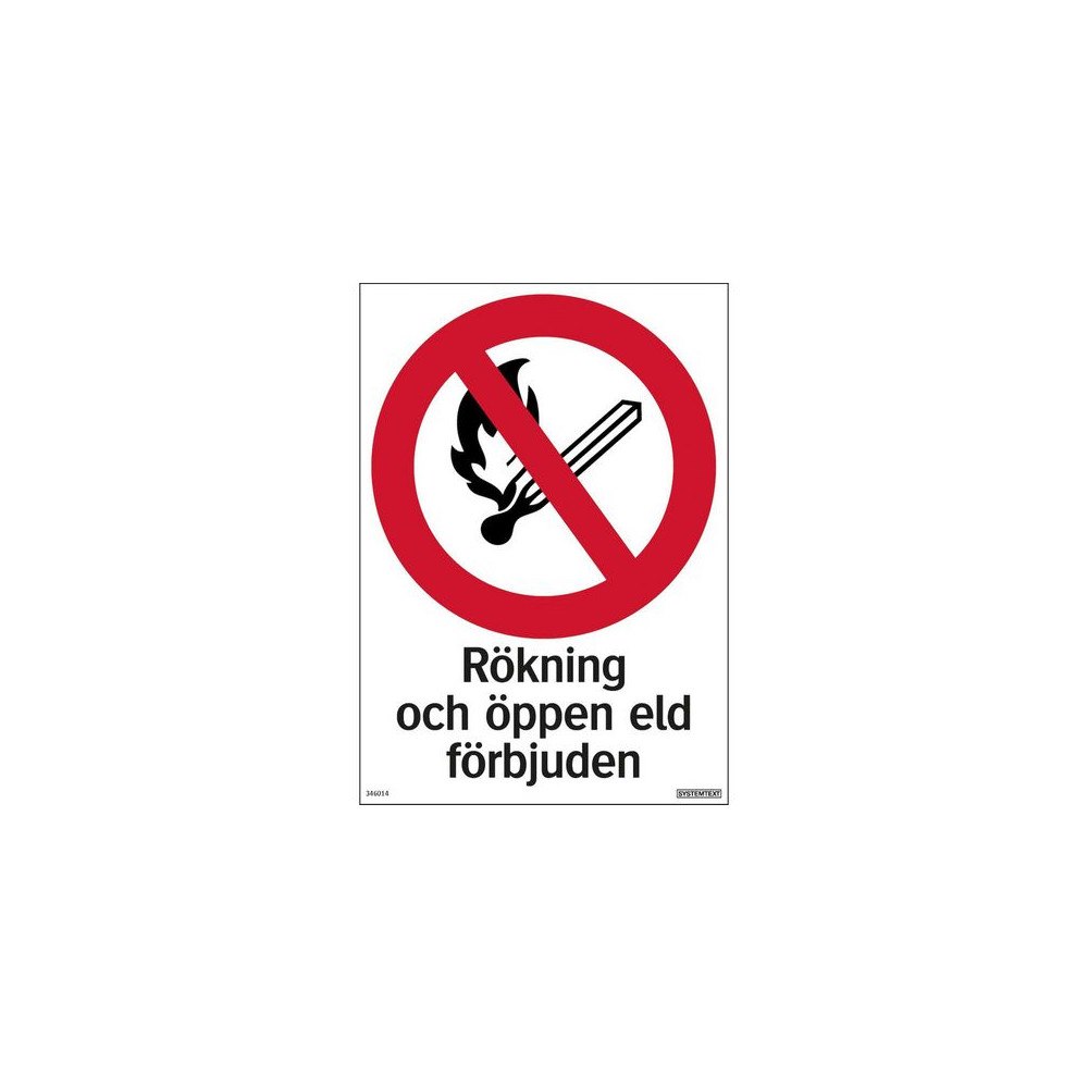 NO BRAND VENDOR (SE) Skylt Rökning/eld förbjuden 210x297mm