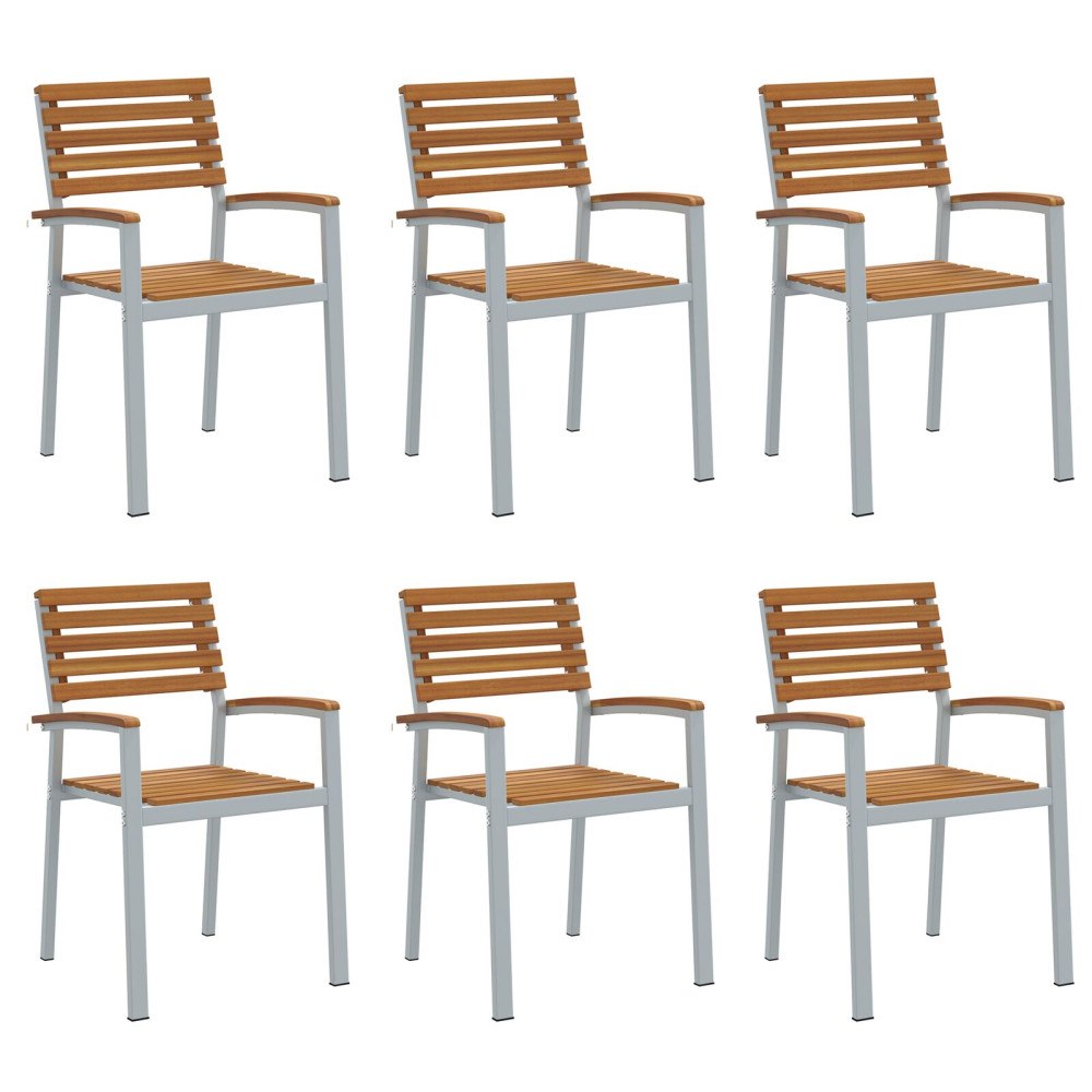 vidaXL Stapelbara Trädgårdsmöbler 6 st Solid Akacia och Metall