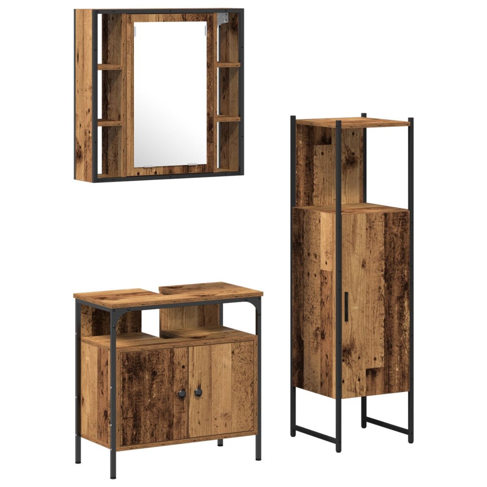 vidaXL Badrumsmöbelset 3 pcs Brun 60 x 30 x 60 cm Konstruerat trä