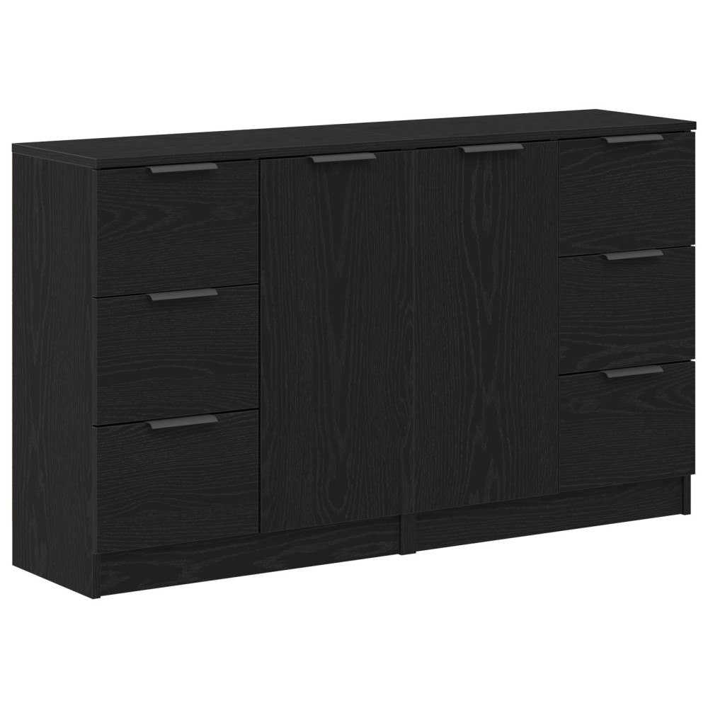 vidaXL Sideboards 2 st Svart Eken 60x30x70 cm Konstruerat trä