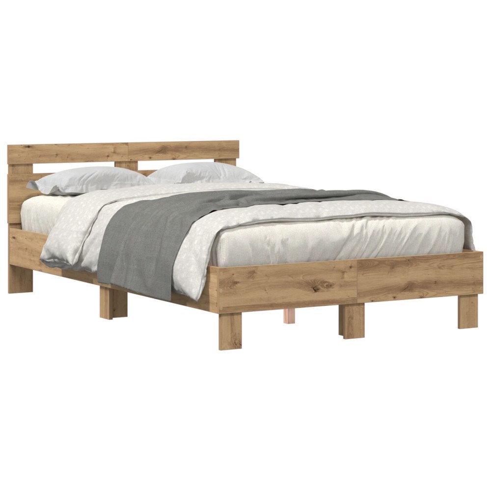 vidaXL Sängram med huvudgavel Artisan Ek 120 x 190 cm Konstruerat trä