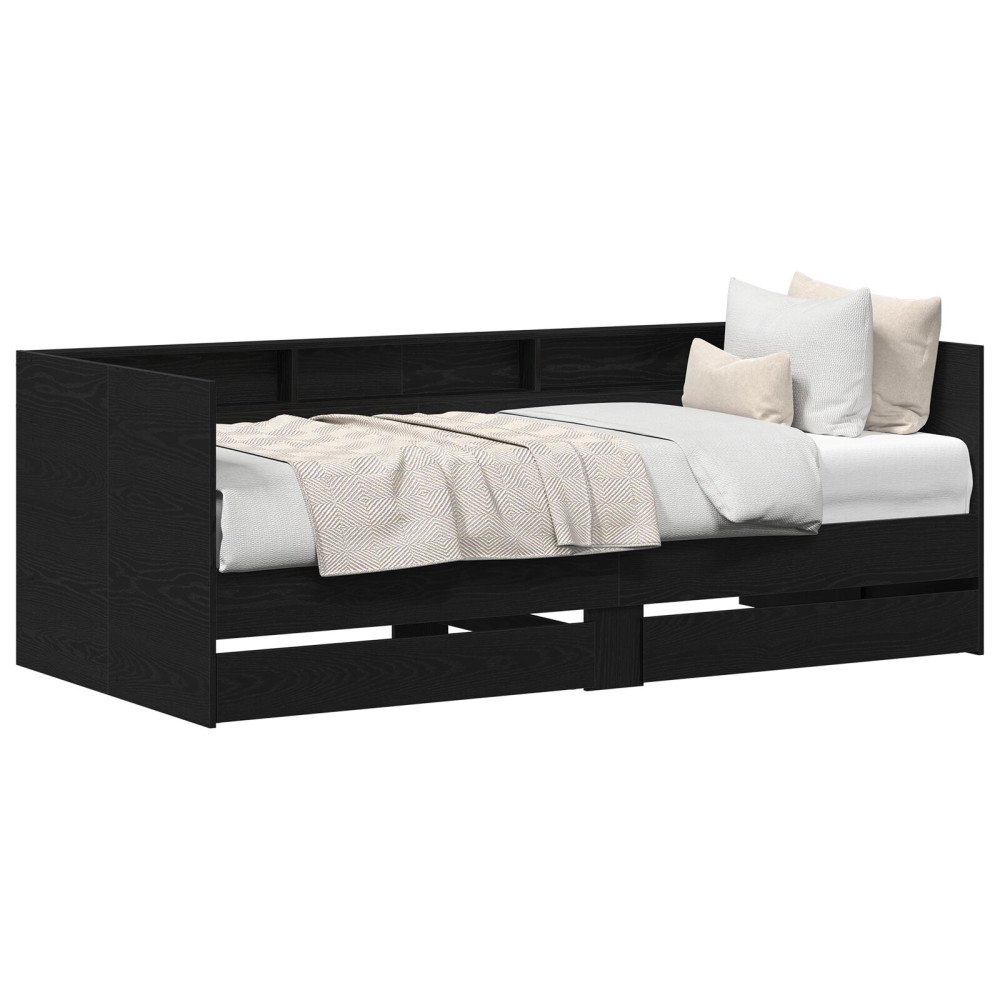 vidaXL Sängsoffa med låda Svart Ek 100 x 200 cm Konstruerat trä