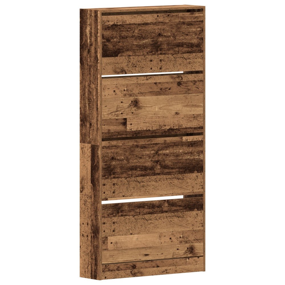 vidaXL Skåp för skor Gammalt trä Konstruerat trä 80 x 21 x 163.5 cm