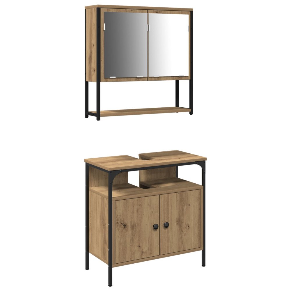 vidaXL Badrumsmöbelset 2 pcs Brun 60 x 30 x 60 cm Konstruerat trä