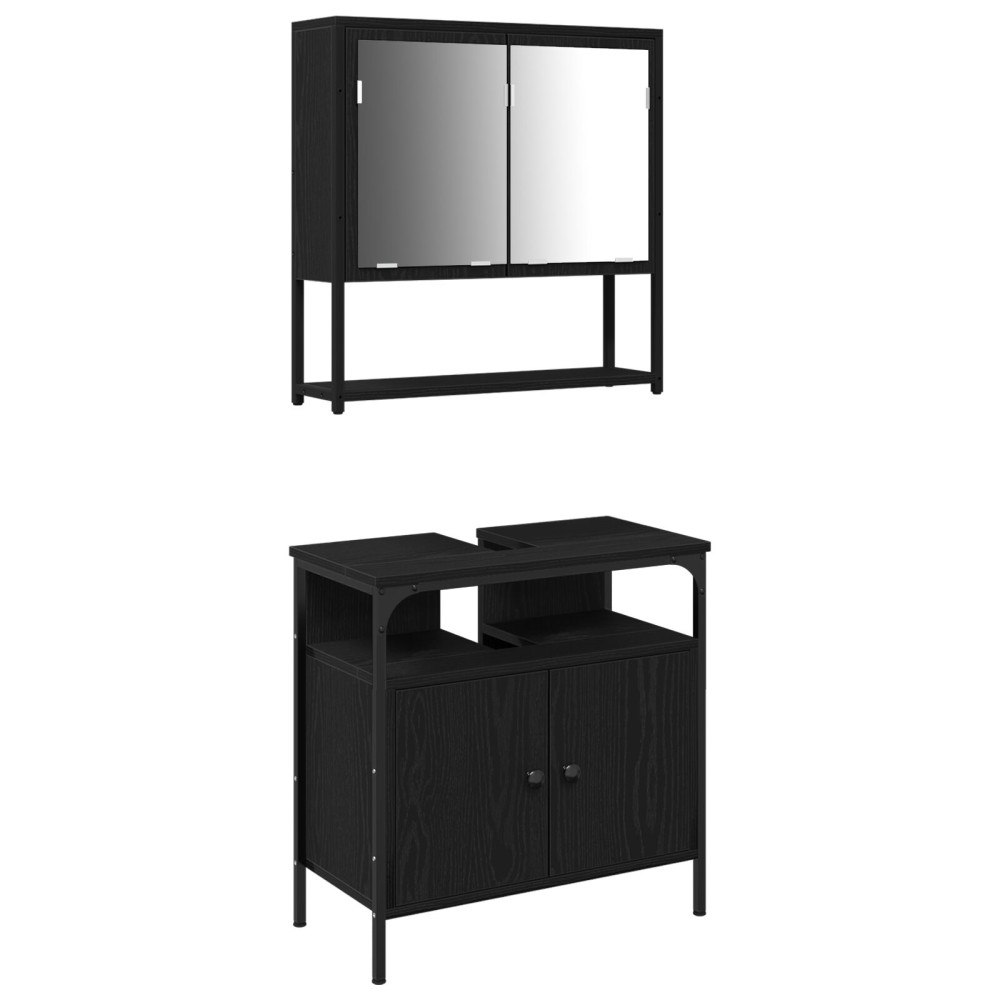 vidaXL Badrumsmöbelset 2 pcs Svart 60 x 30 x 60 cm Konstruerat trä