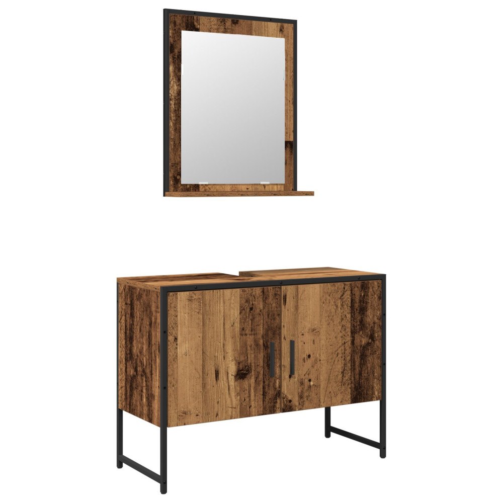 vidaXL Badrumsmöbelset 2 pcs Brun 80 x 33 x 60 cm Konstruerat trä