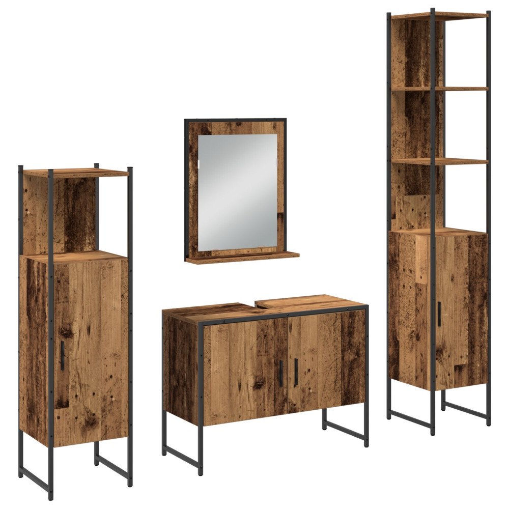 vidaXL Badrumsmöbelset 4 pcs Brun 33 x 33 x 185.5 cm Konstruerat trä