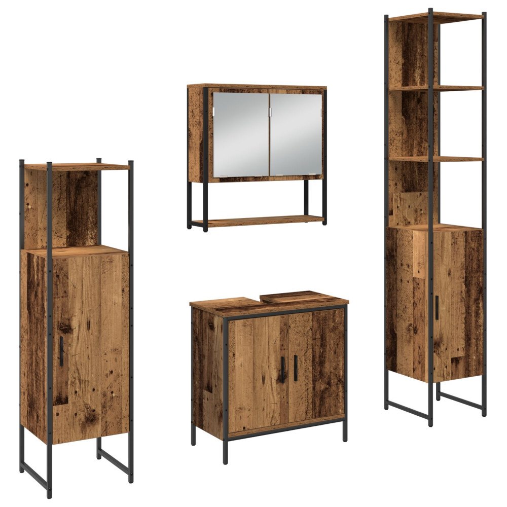 vidaXL Badrumsmöbelset 4 pcs Brun 33 x 33 x 185.5 cm Konstruerat trä