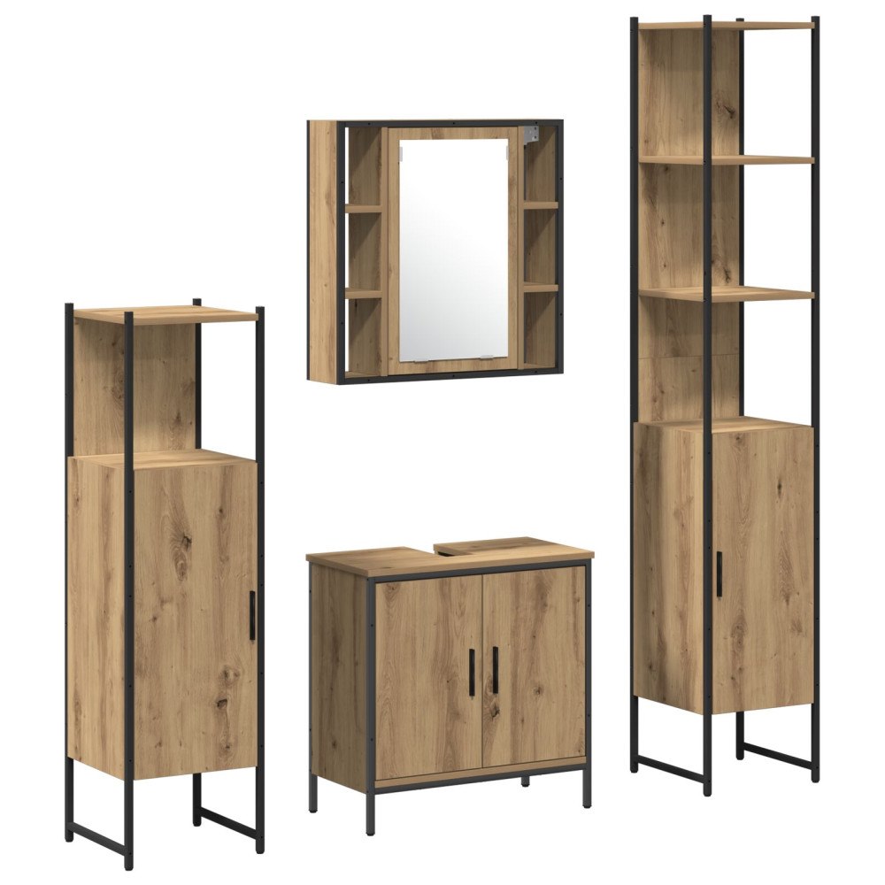 vidaXL Badrumsmöbelset 4 pcs Brun 33 x 33 x 185.5 cm Konstruerat trä