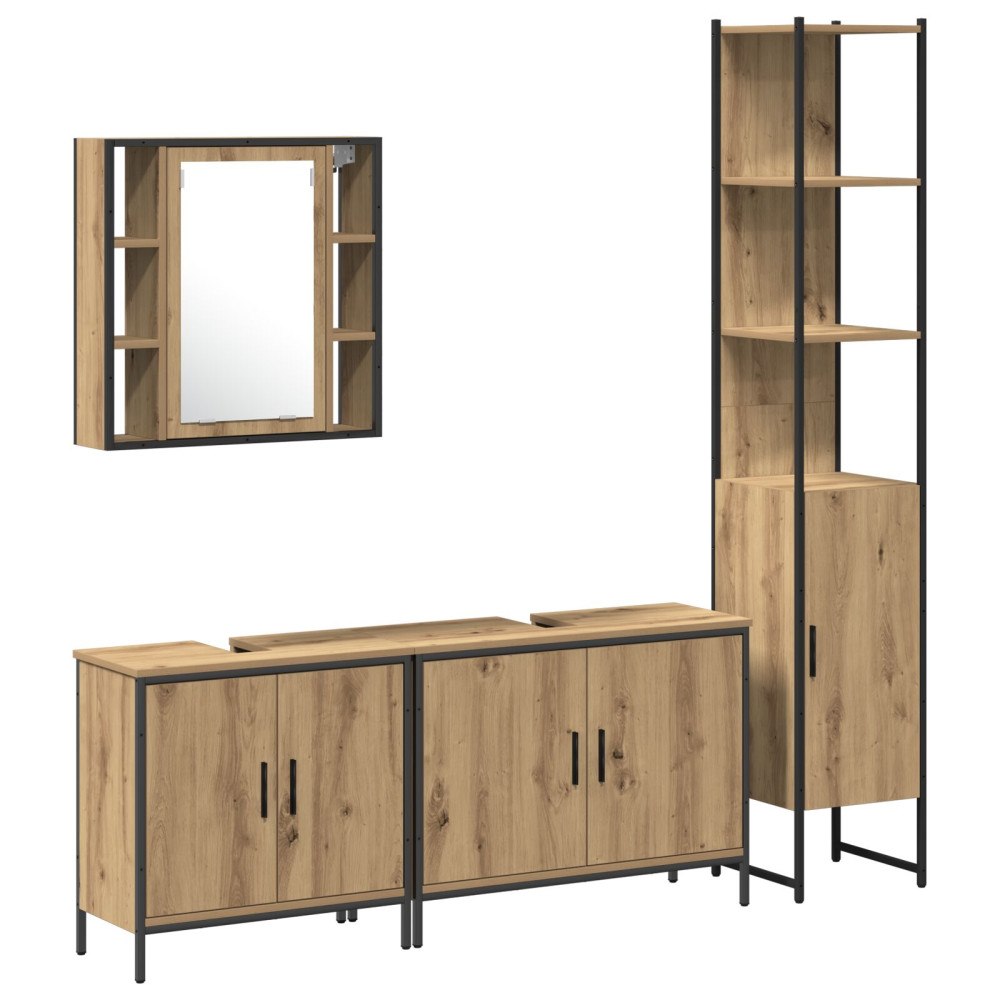 vidaXL Badrumsmöbelset 4 pcs Brun 33 x 33 x 185.5 cm Konstruerat trä