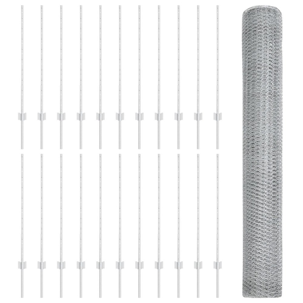 vidaXL Staket Stolpar 10 st U-Kanal 120 cm Galvaniserat Stål