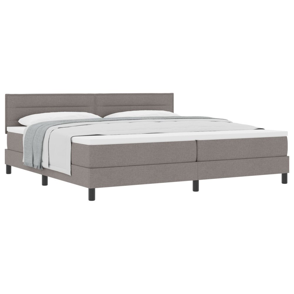 vidaXL Bäddfjäder med kudde med huvudgavel Taupe 200 x 200 cm tyg