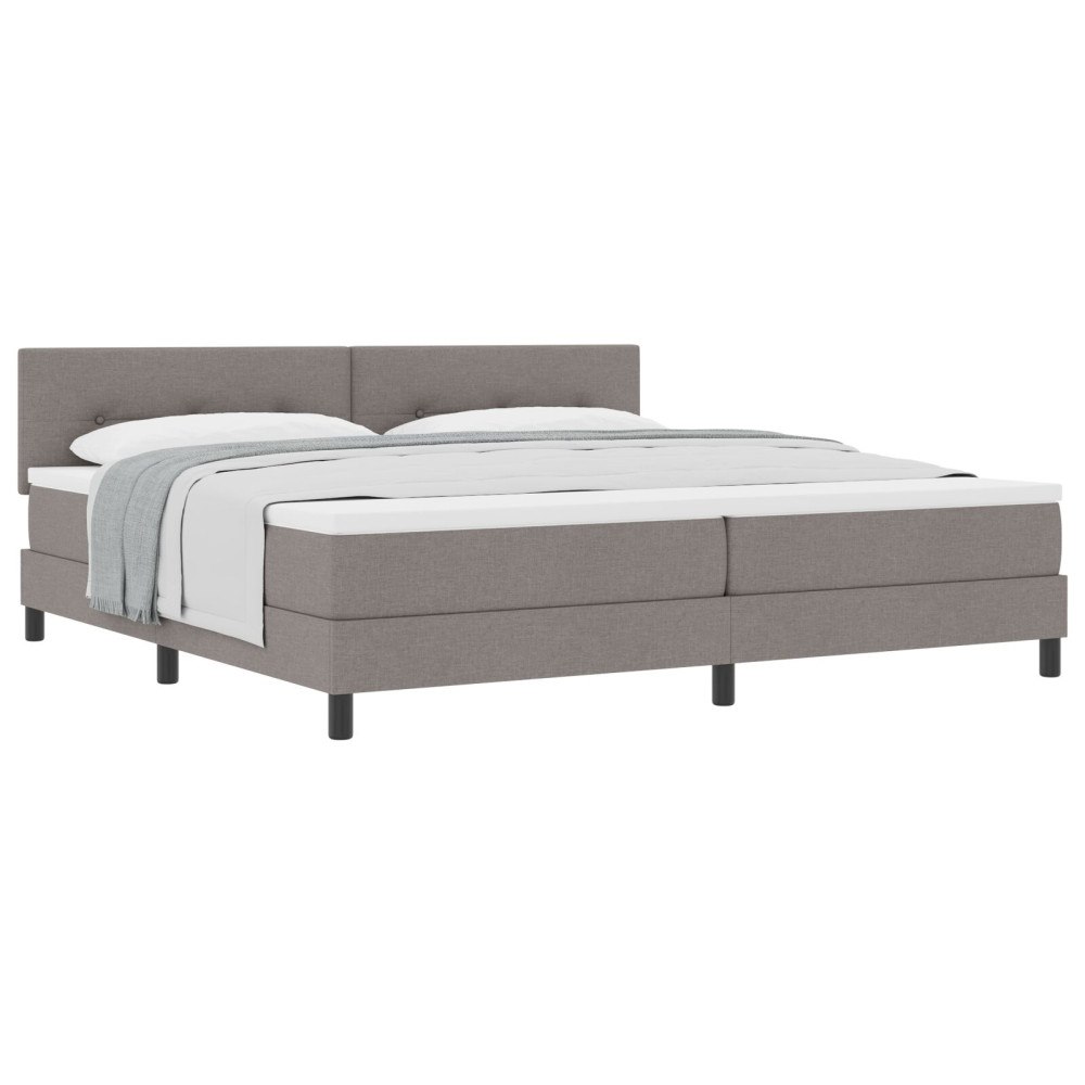 vidaXL Bäddfjäder med huvudgavel Taupe 200 x 200 cm tyg