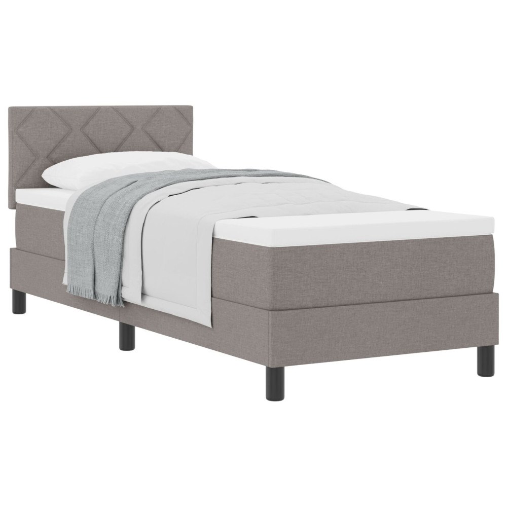 vidaXL Bäddfjäder med huvudgavel Taupe 80 x 200 cm tyg