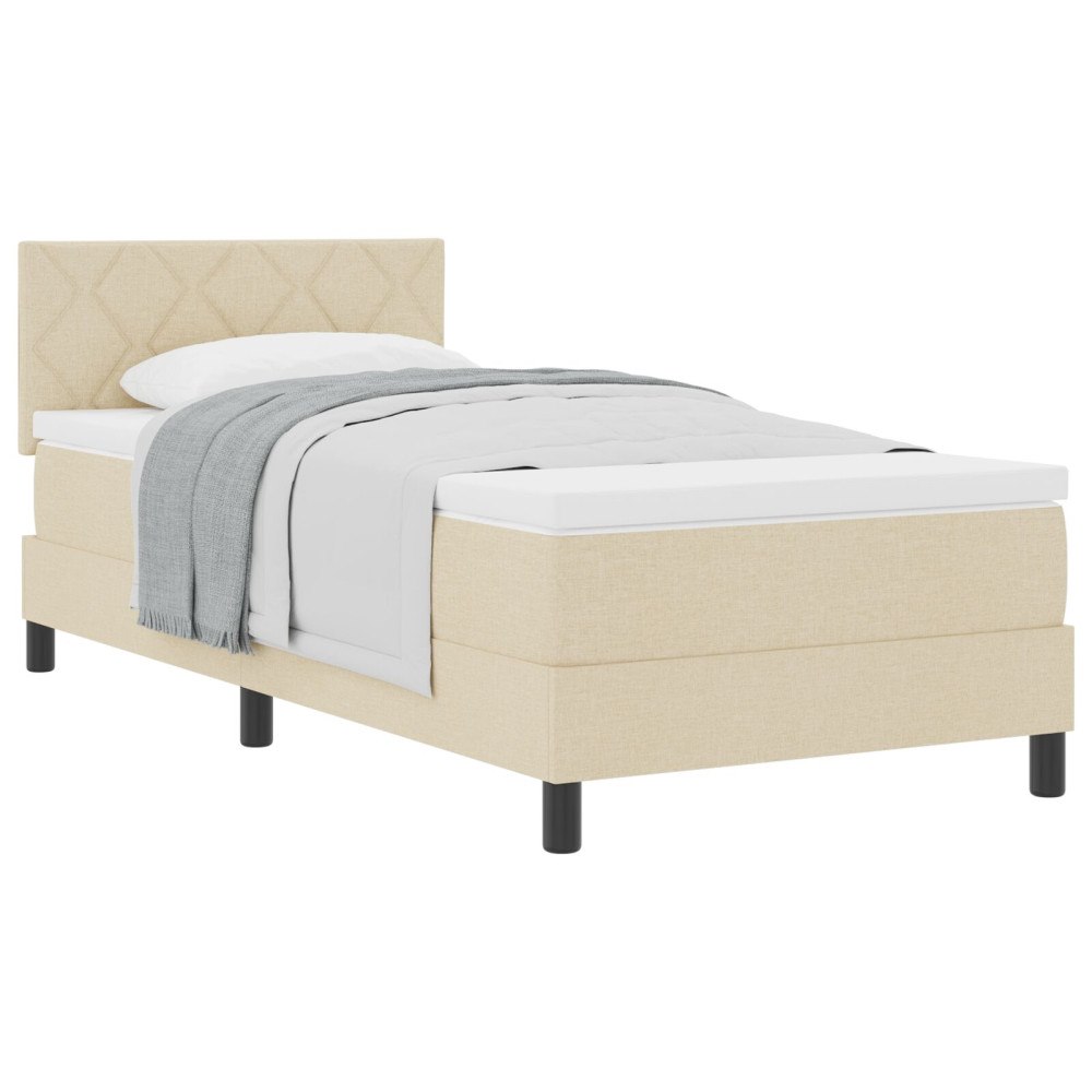 vidaXL Kontinentalsäng med madrass med madrass Kräm 90 x 190 cm tyg