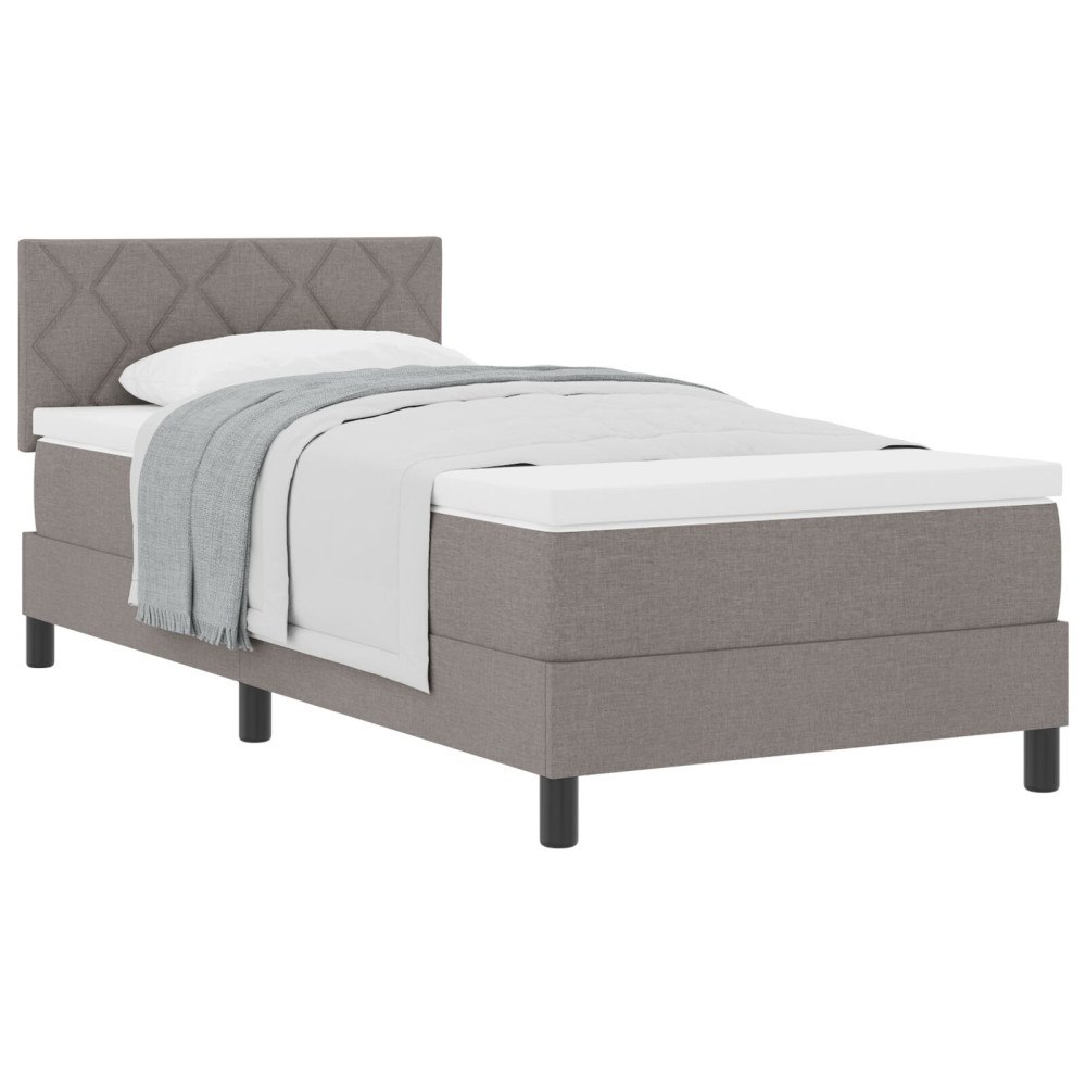 vidaXL Bäddfjäder med huvudgavel Taupe 90 x 200 cm tyg