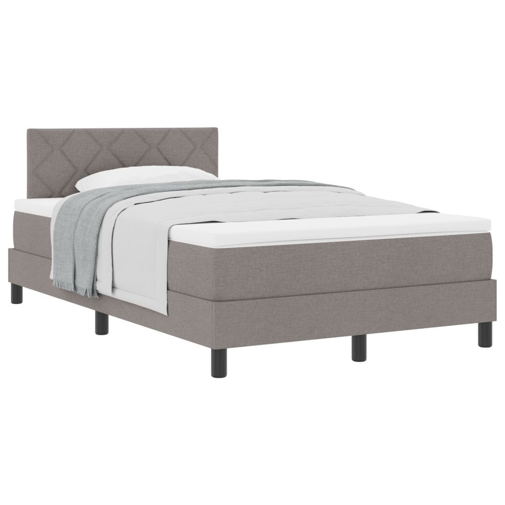 vidaXL Bäddfjäder med huvudgavel Taupe 120 x 190 cm tyg
