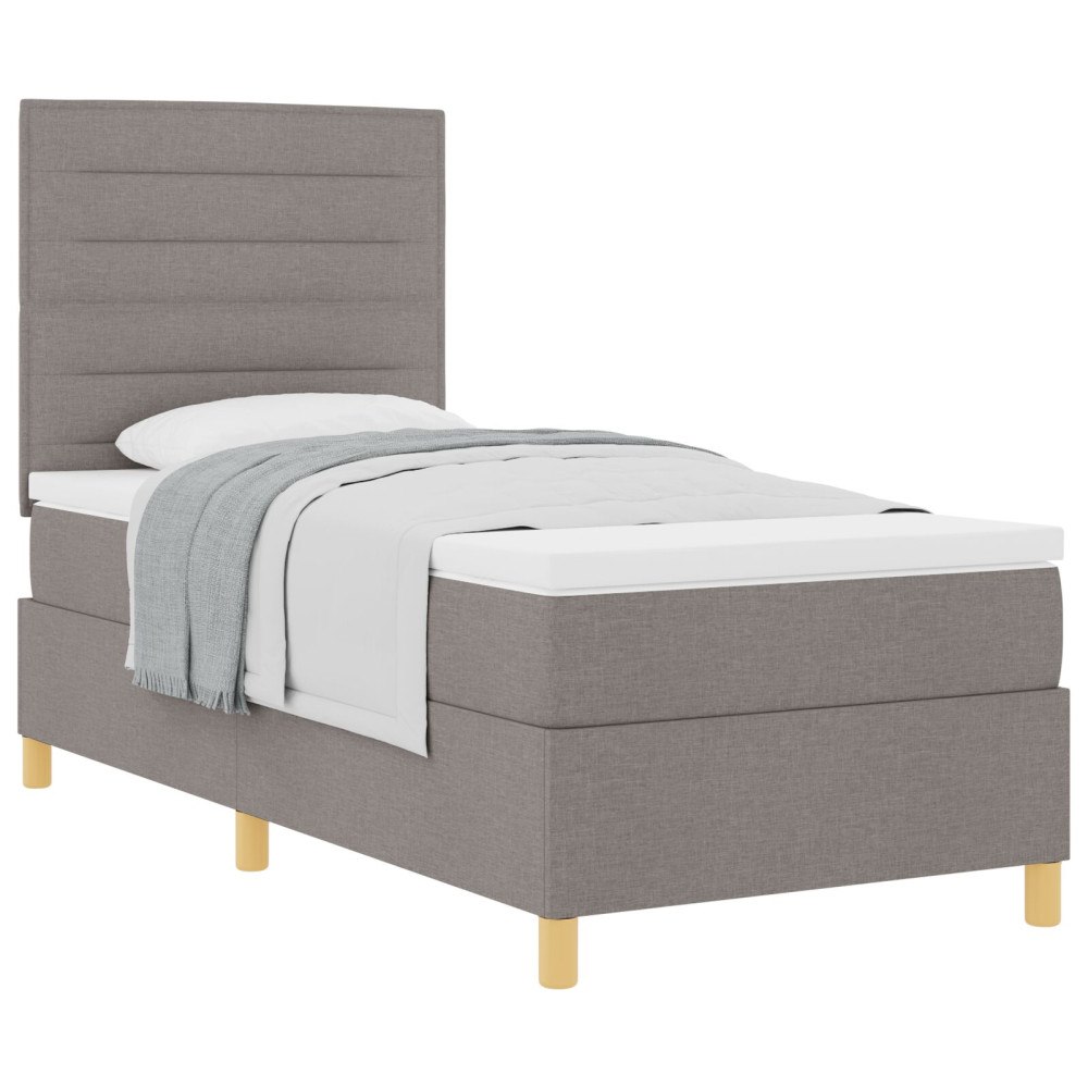 vidaXL Bäddfjäder med madrass med huvudgavel Taupe 80 x 200 cm tyg
