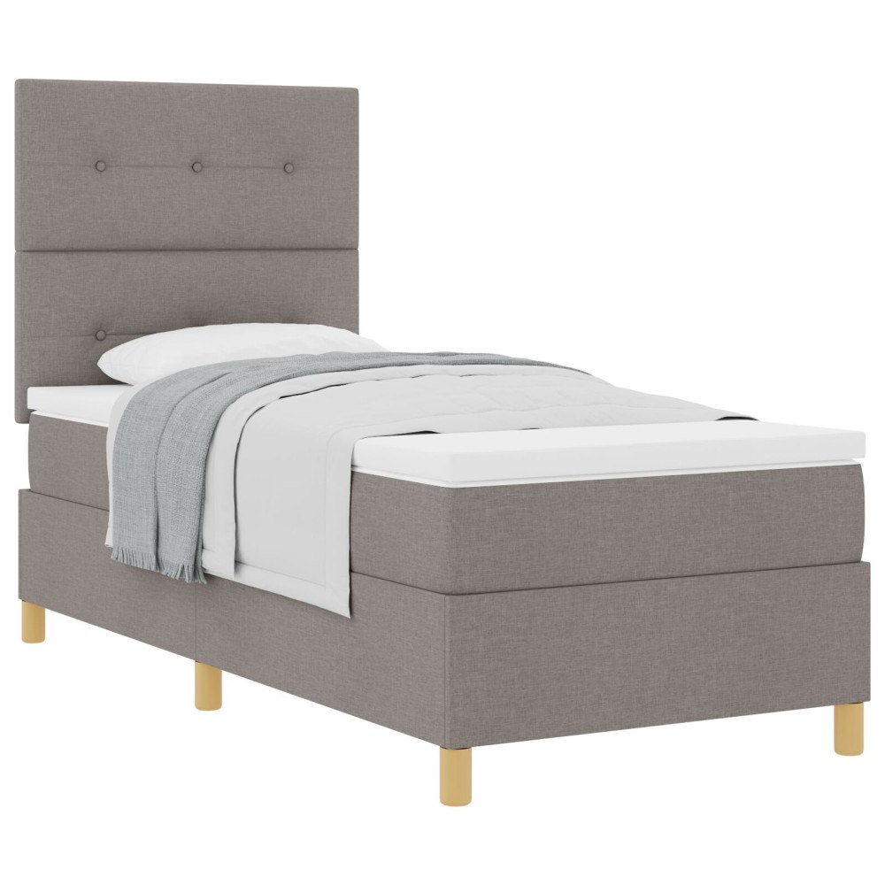 vidaXL Bäddfjäder med huvudgavel Taupe 80 x 200 cm tyg
