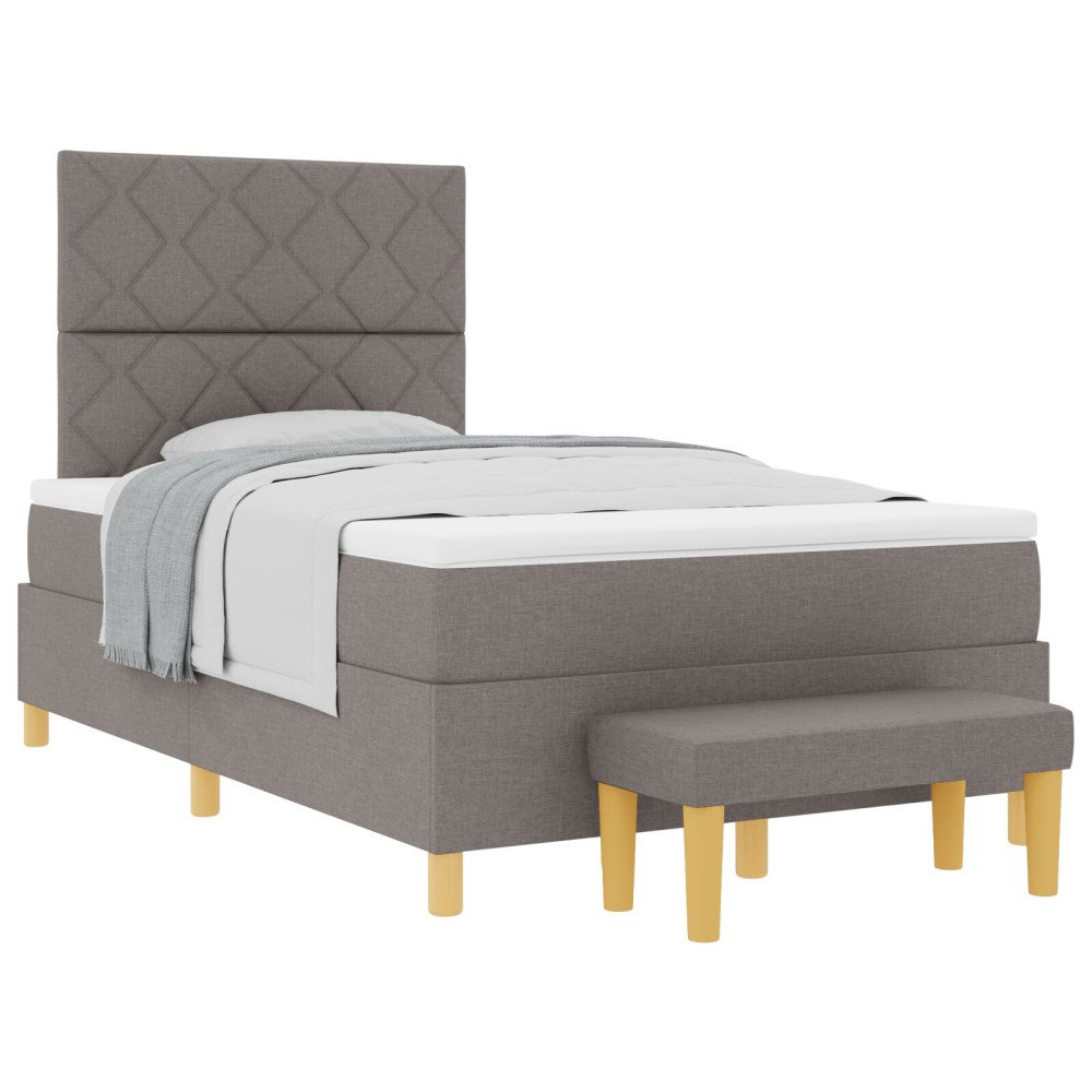 vidaXL Bäddfjäder med huvudgavel Taupe 190 x 120 cm tyg