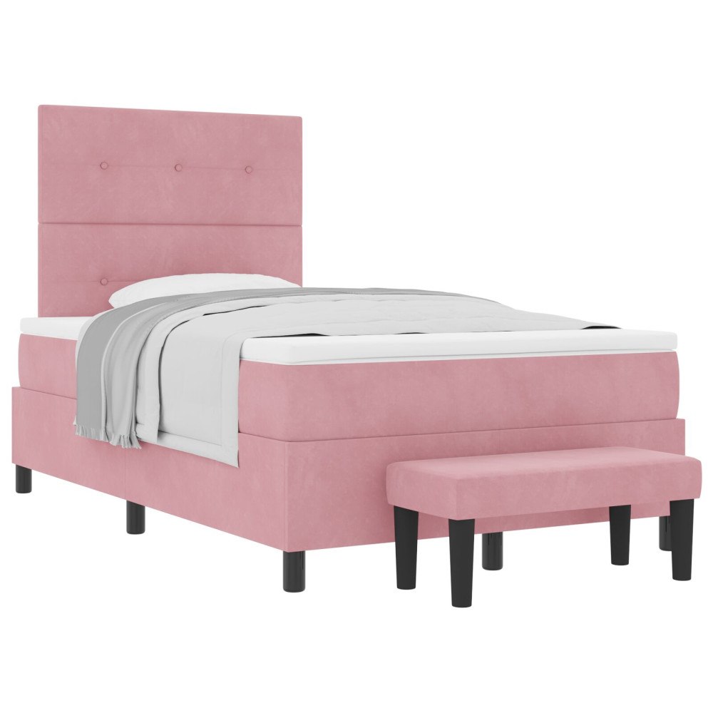 vidaXL Bäddfjäder med huvudgavel Rosa 200 x 120 cm Sammet
