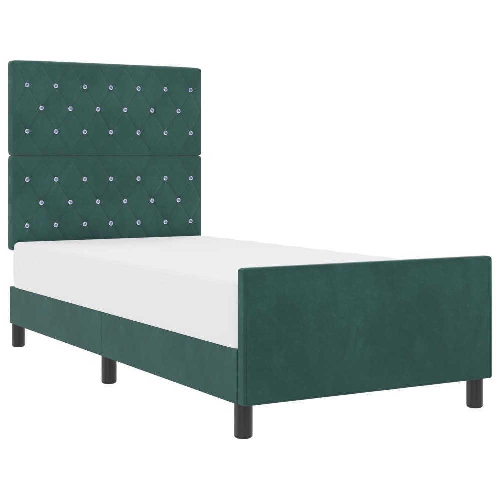 vidaXL Bäddfjäder med huvudgavel Mörkgrön 100 x 200 cm Sammet