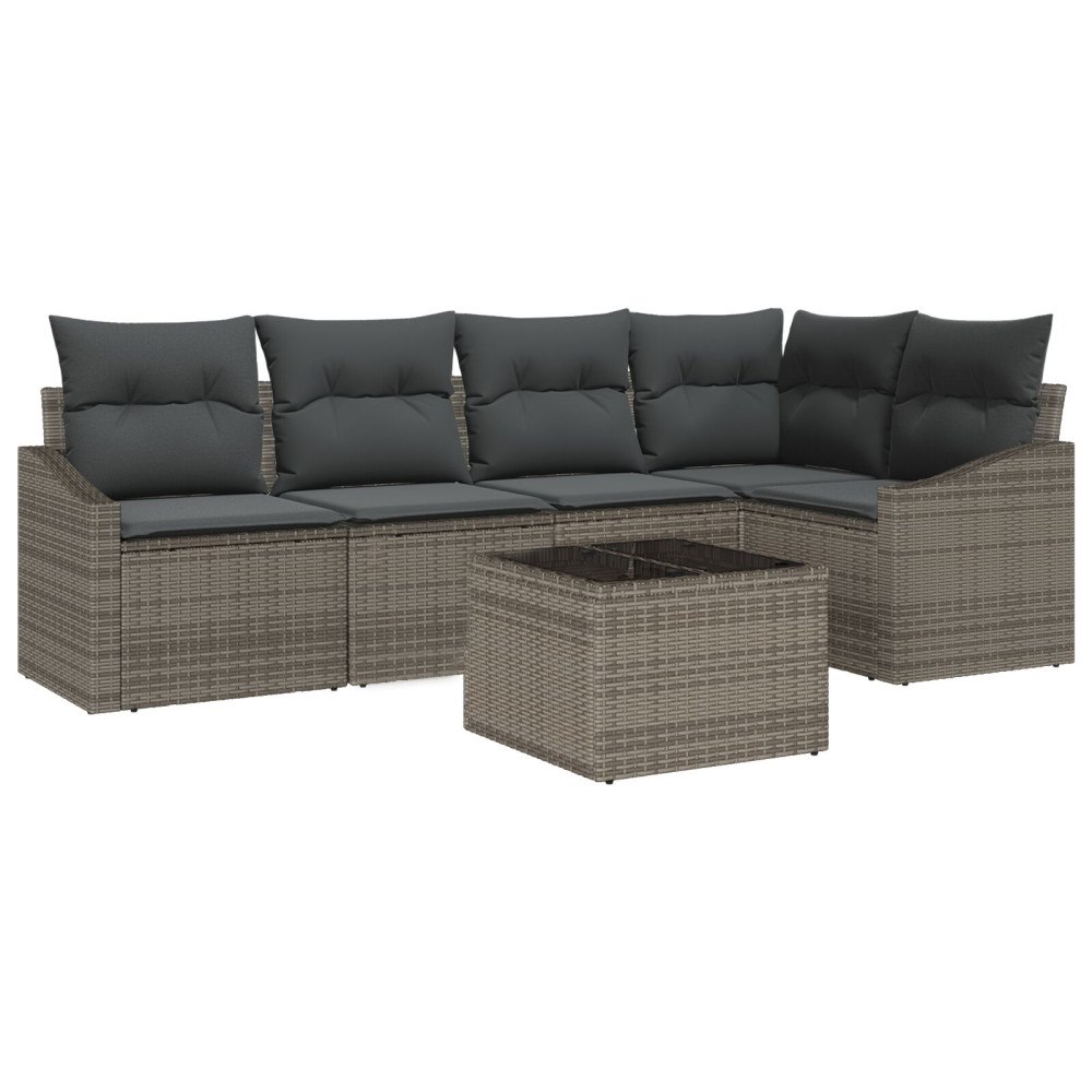 vidaXL 5-delat trädgårdsdining-set med kuddar svart polyrotning