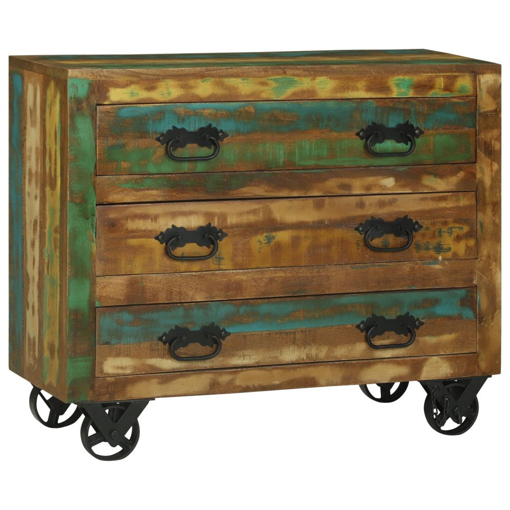 vidaXL Buffé med 3 lådor 80x30x65 cm Massivt återvunnet trä