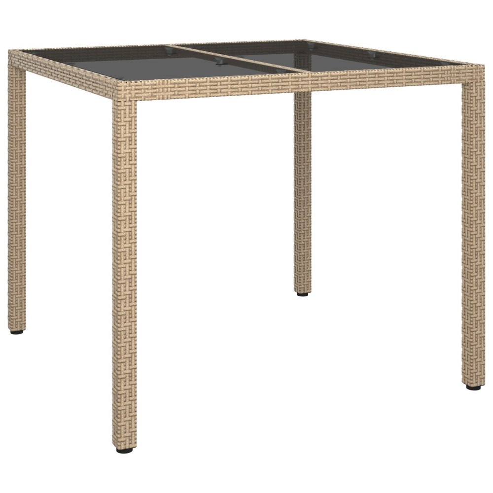 vidaXL Trädgårdsmatsalsbord Beige 90x90x75 cm Poly Rattan