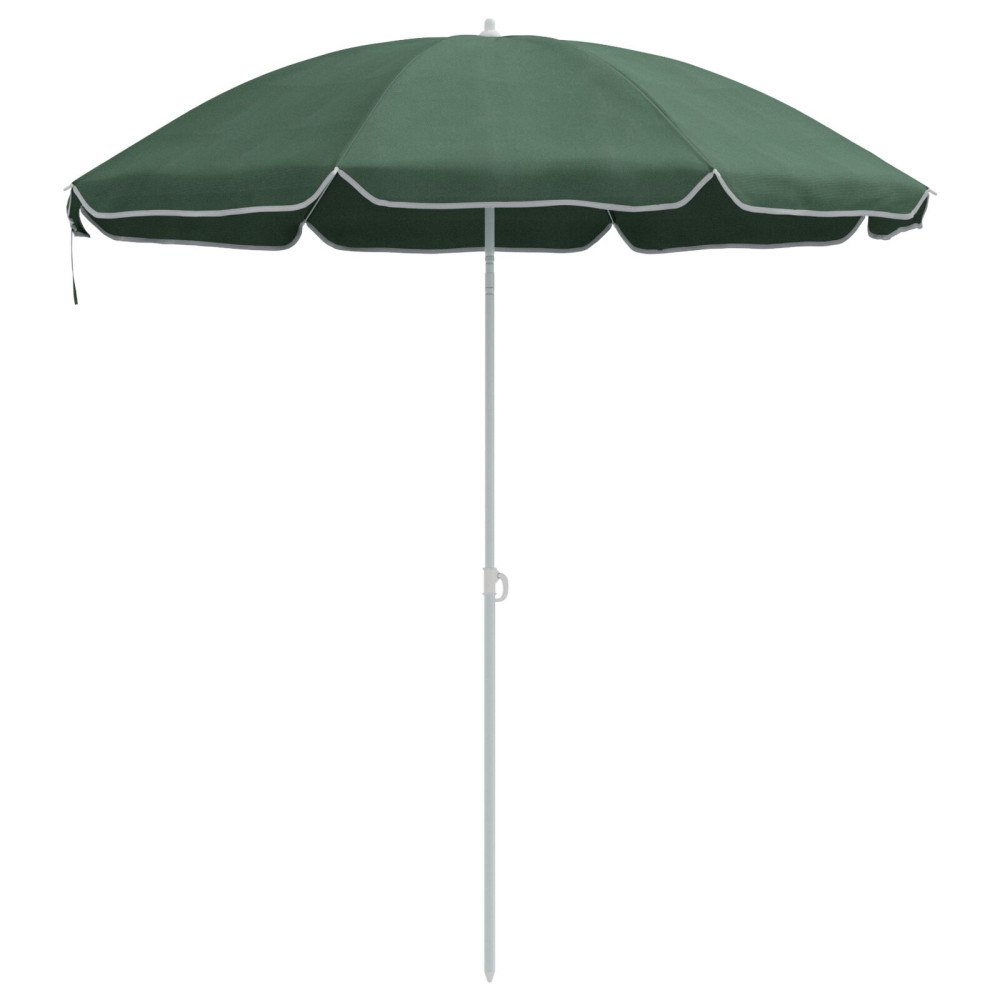 vidaXL Strandparaply med Metallstolpe Grön 161x193 cm Polyester