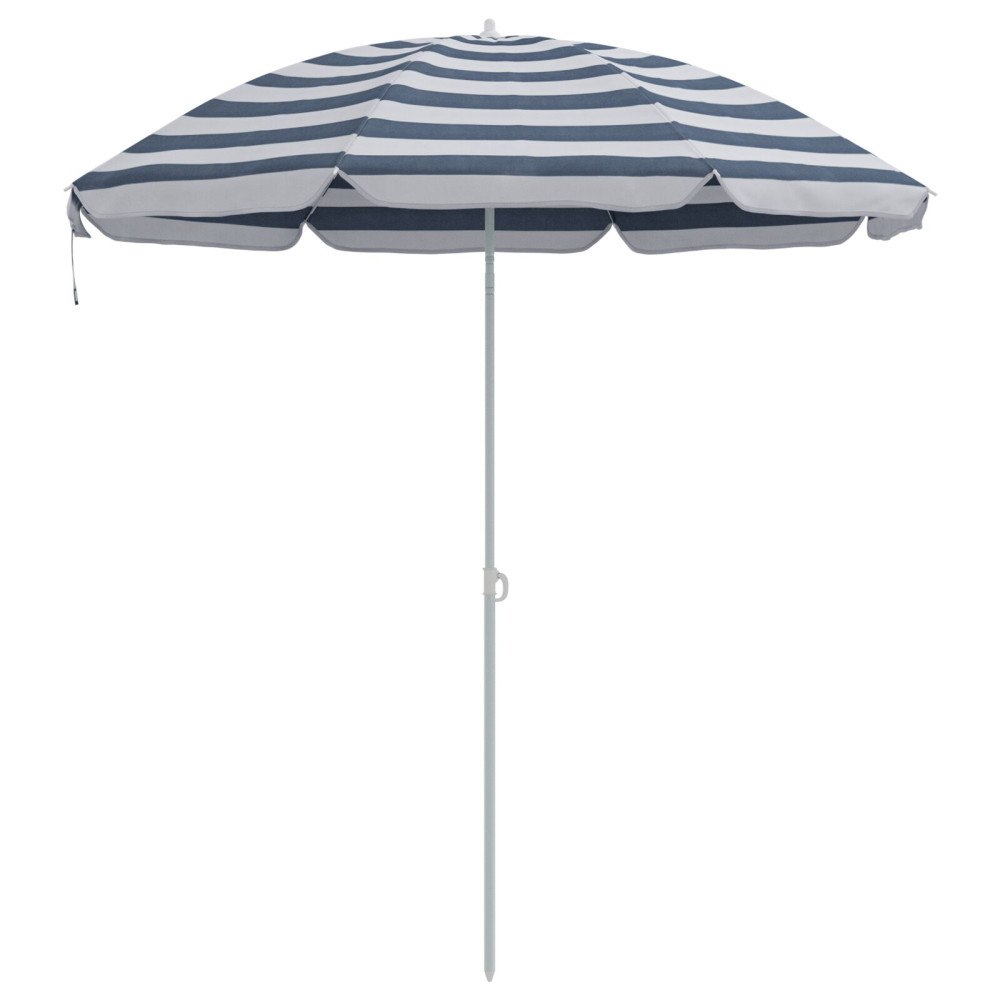 vidaXL Strandparasol med aluminiumstolpe Blå och Vit 240 cm