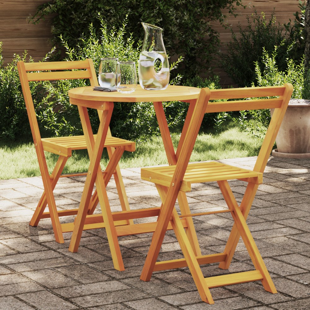 vidaXL 3-delad Hopfällbar Bistro Set Massivt Trä Akacia