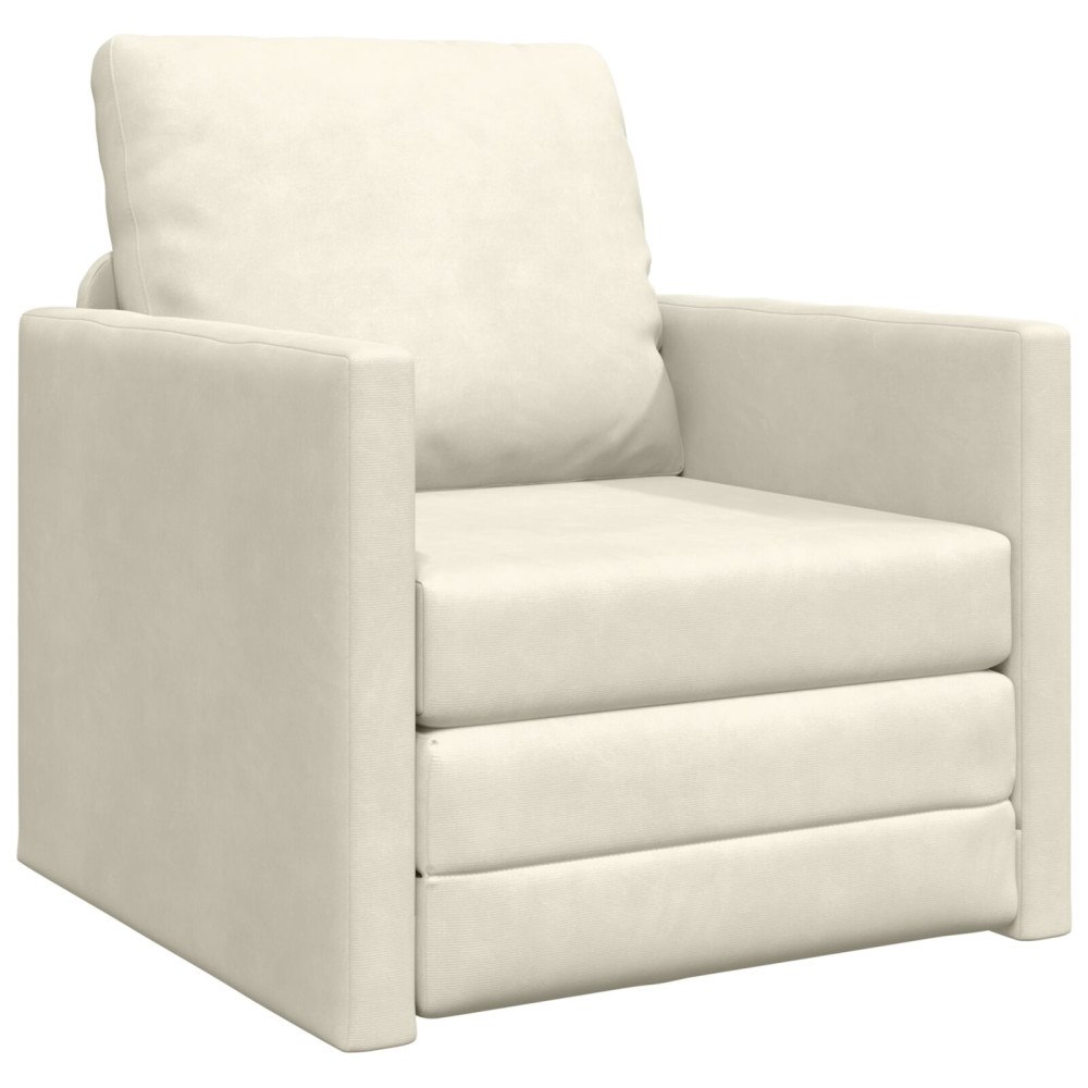 vidaXL Golvsängsoffa 2-i-1 Grädde 74x77x81 cm Sammet