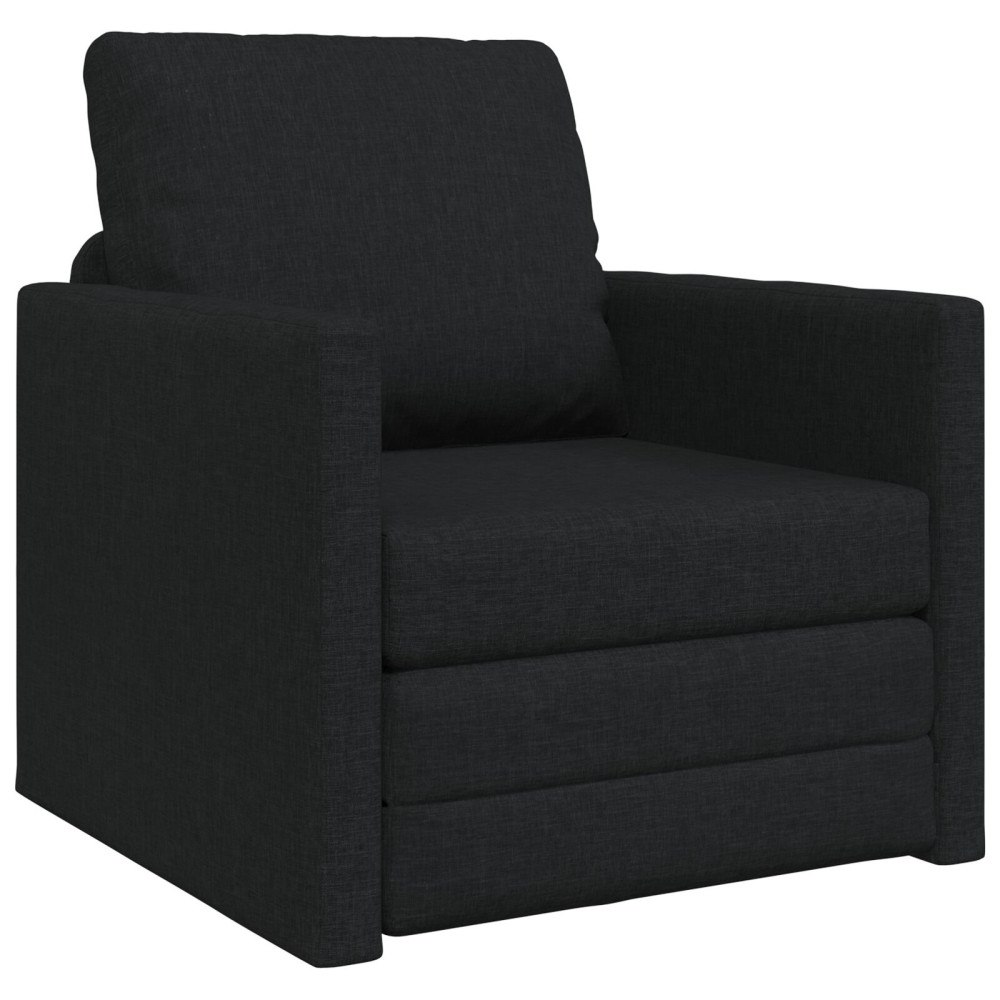 vidaXL Golvsoffa Säng 2-i-1 Svart 74x77x81 cm Tyg