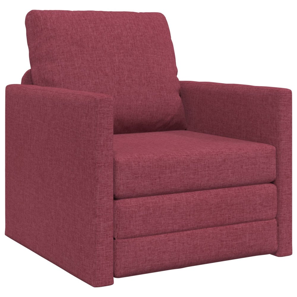 vidaXL Golvssoffa Bädd 2-i-1 Vinröd 74x77x81 cm Tyg