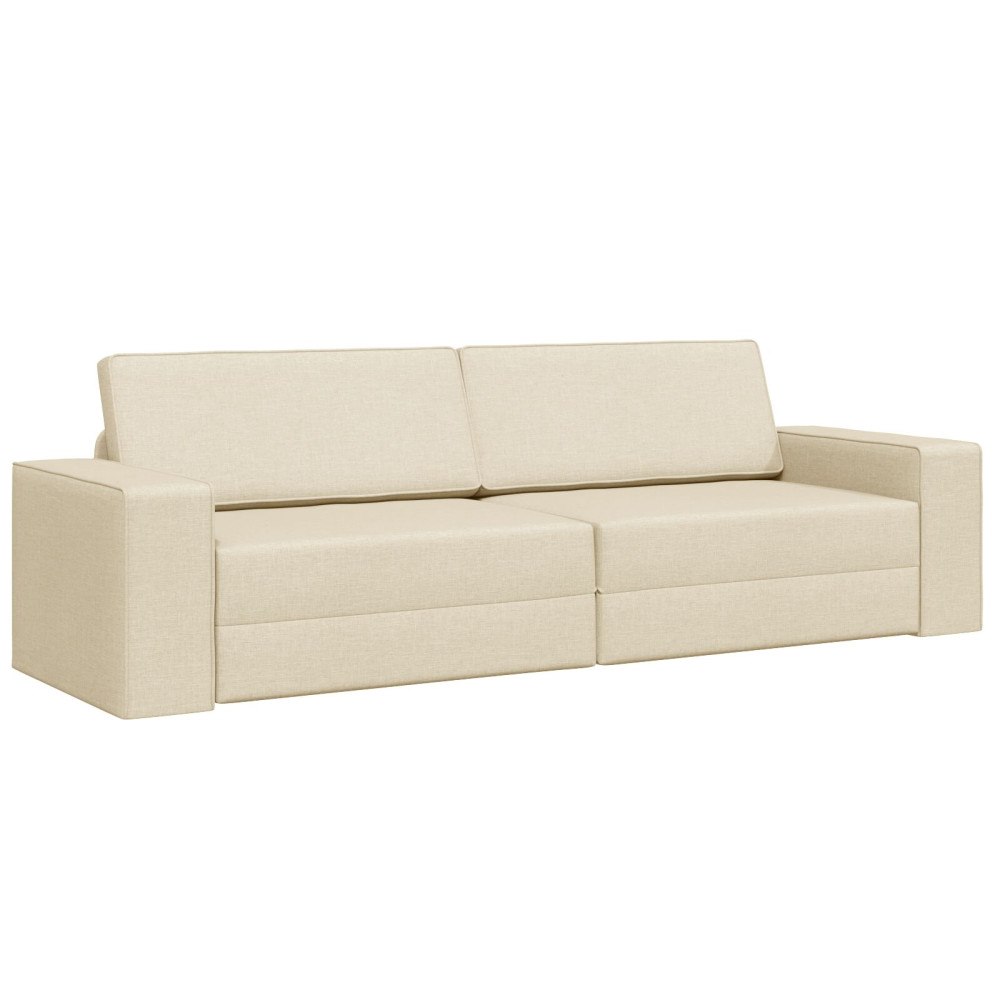 vidaXL Golvsoffa Säng 2-i-1 Gräddvit 245x150x60.5 cm Tyg