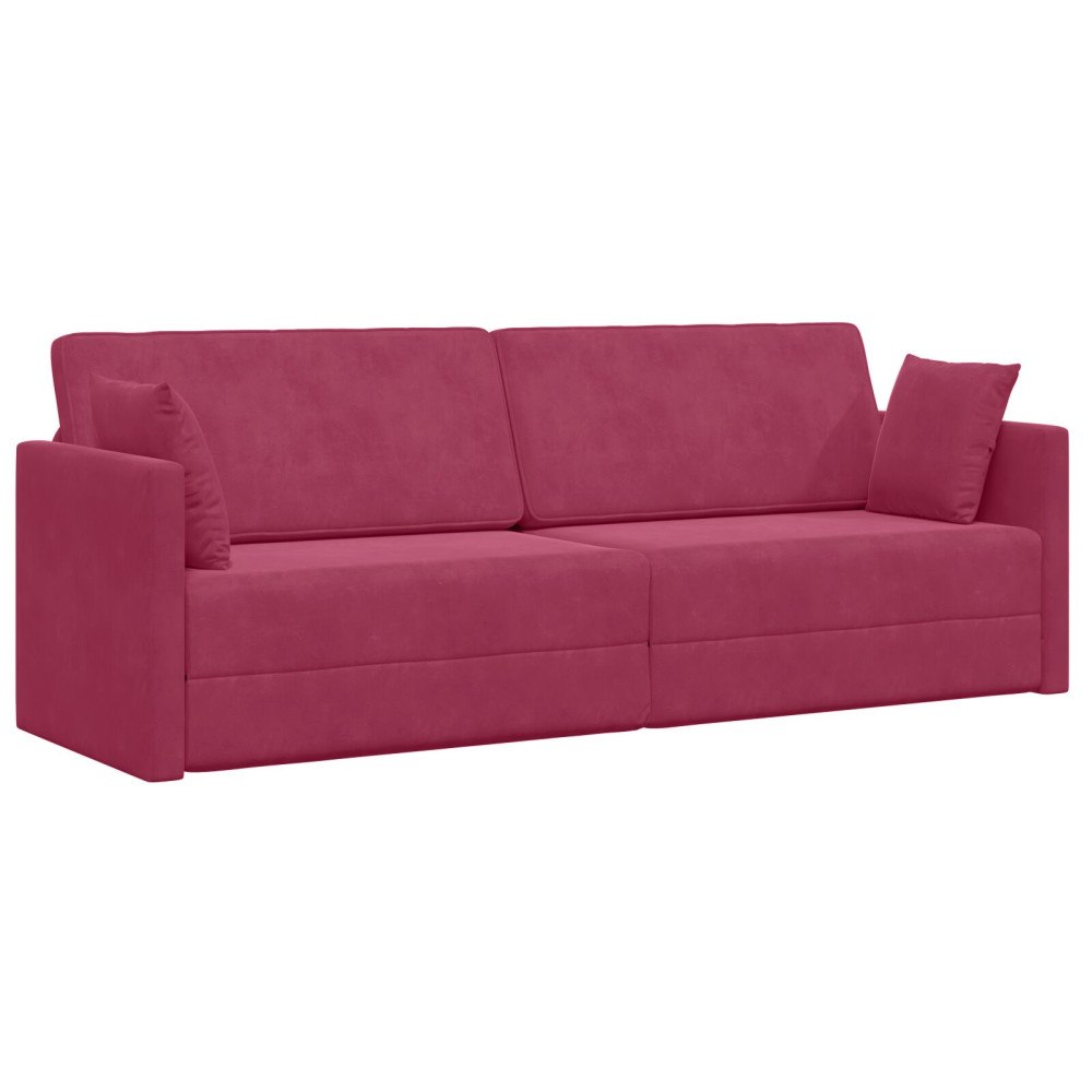 vidaXL Golvsängsoffa 2-i-1 Vinkaröd 213x144x60 cm Sammet