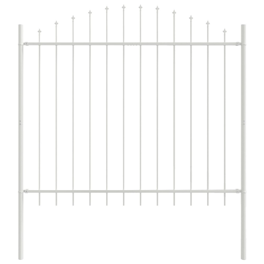 vidaXL Trädgårdsstängsel med Bågtopp, Vit, 1,7x1,5 m, Stål