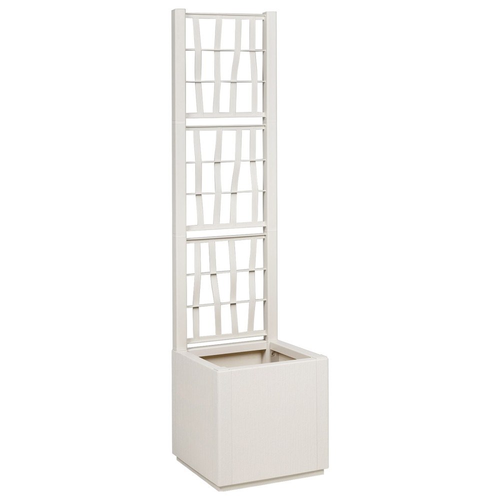 vidaXL Trädgårdsplanterare med spaljé Vit 36x36x140 cm PP