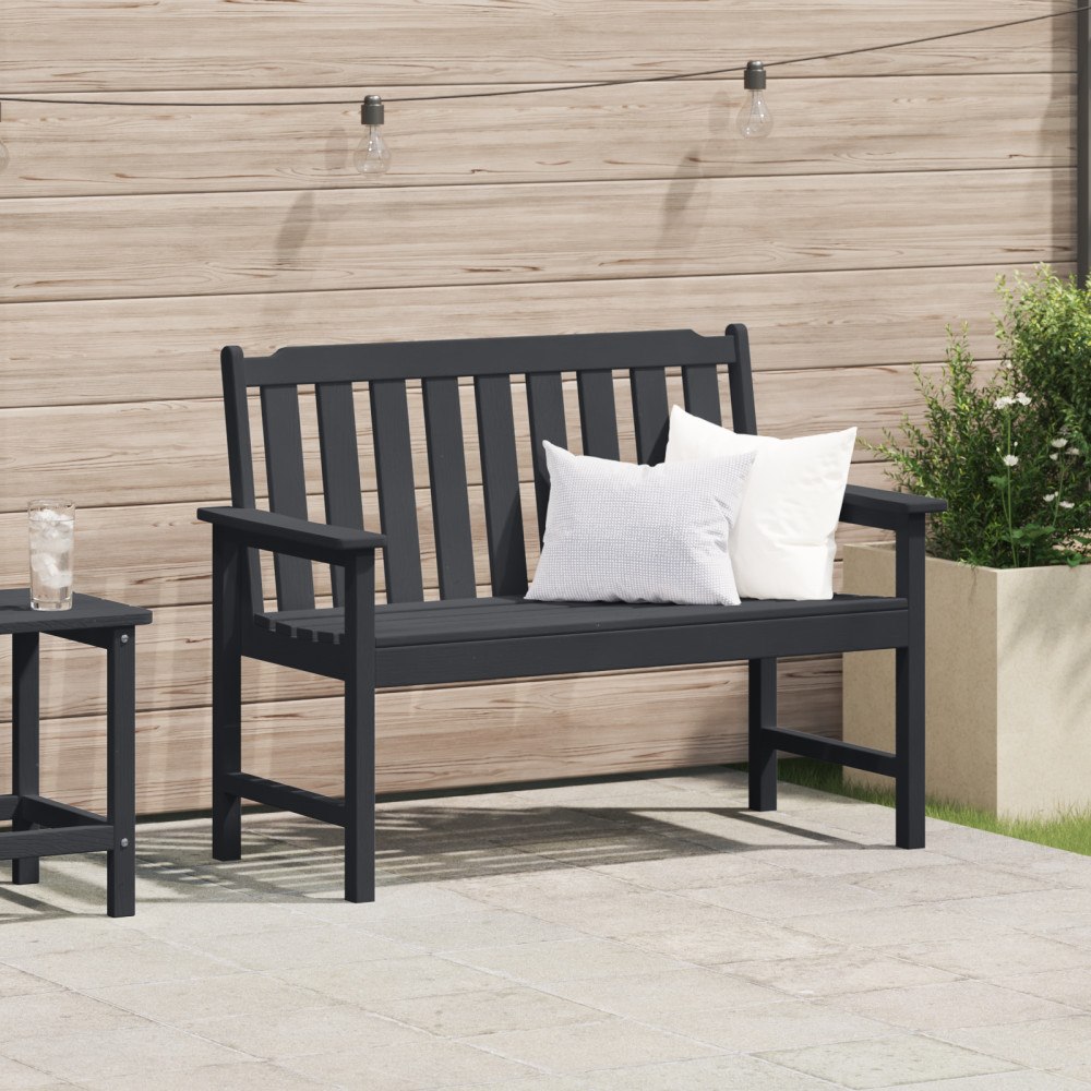 vidaXL Trädgårdsbänk Svart 120 cm HDPE