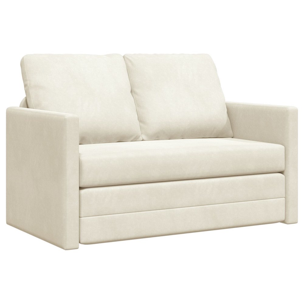 vidaXL Loveseat 2-Sits Kräm Tyg, Trä 2-Sits Platser för många
