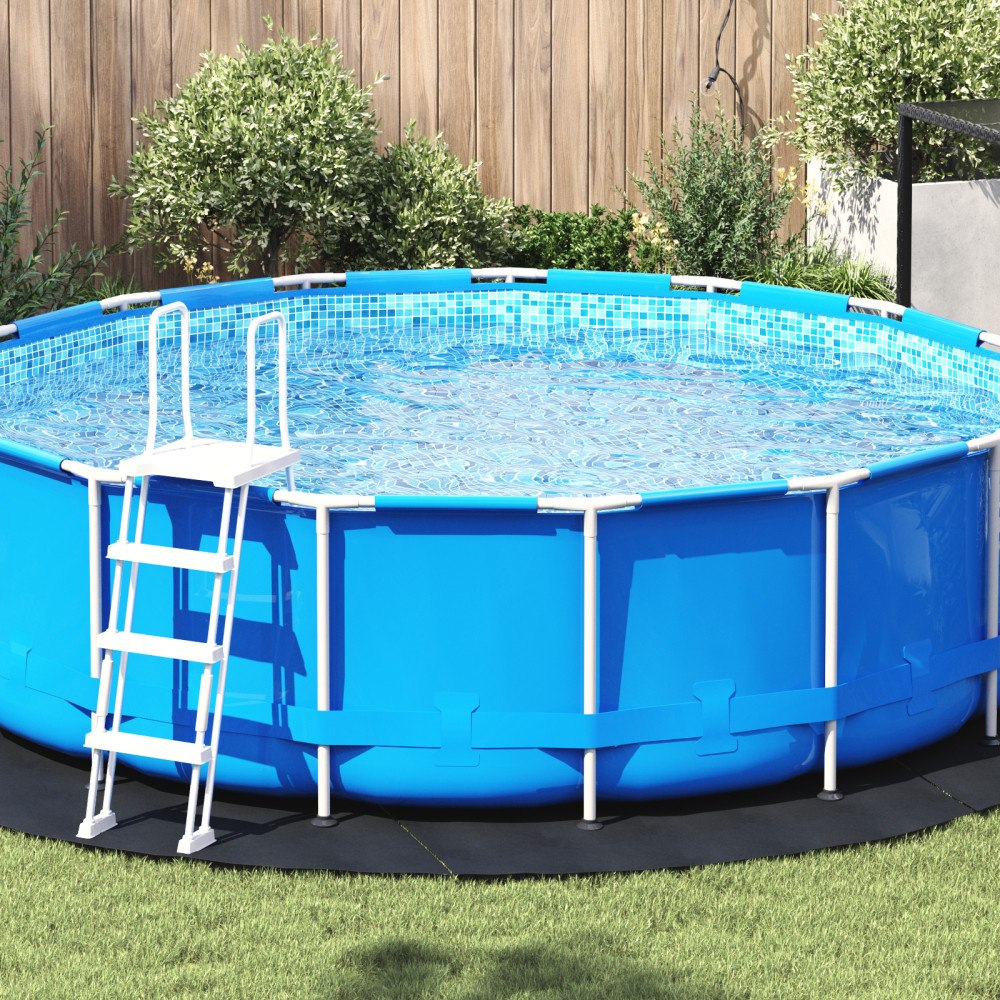 vidaXL Rundt Poolöverdrag Svart Plast Ø 366 cm Vattentåliga material