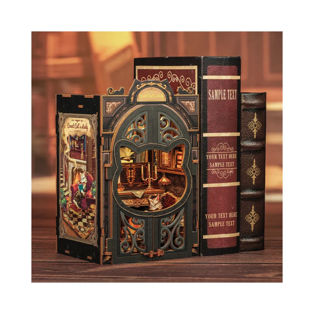 Cutebee Miniature Book Nook: Count Cat's Study